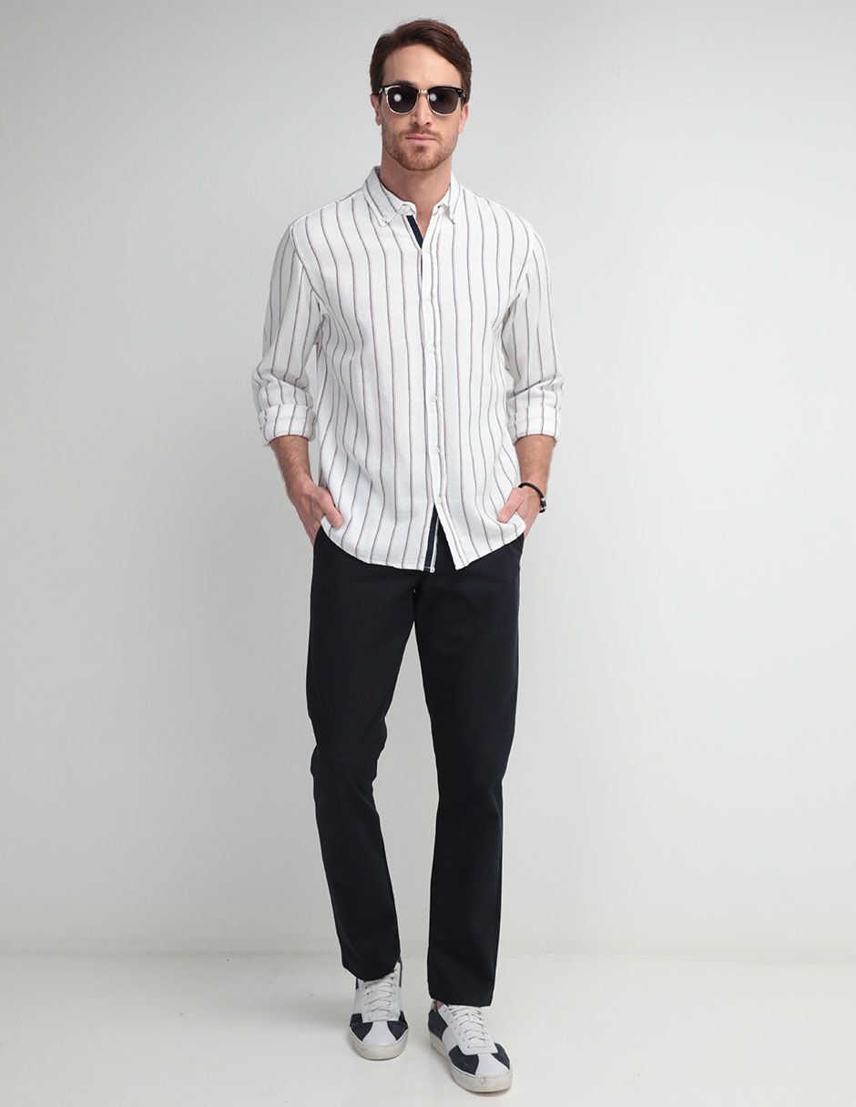 Pantalón chino recto de gabardina para hombre 4