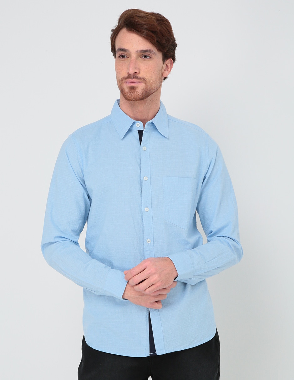 Camisa casual de algodón manga larga para hombre