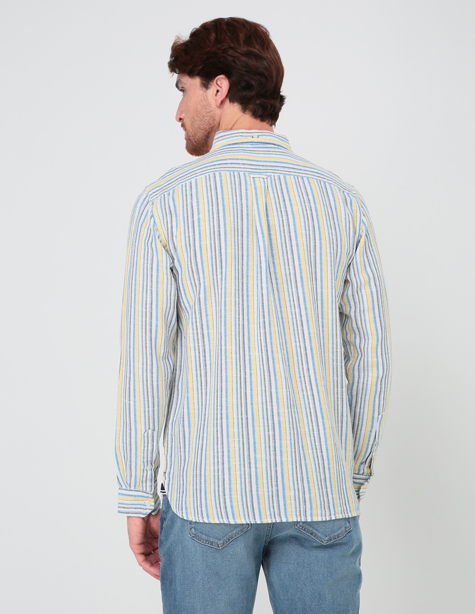 Camisa casual de algodón manga larga para hombre