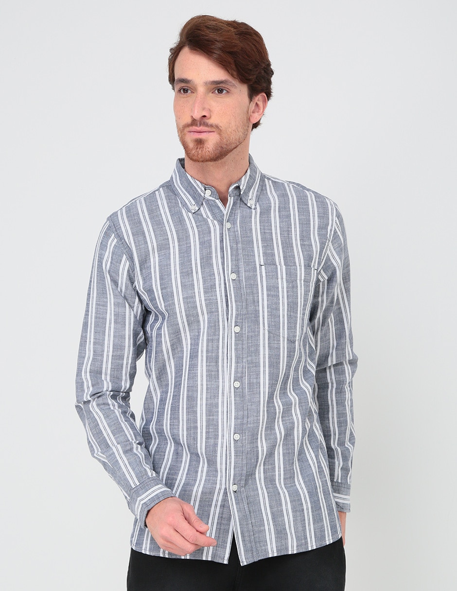 Camisa casual de algodón manga larga para hombre 1