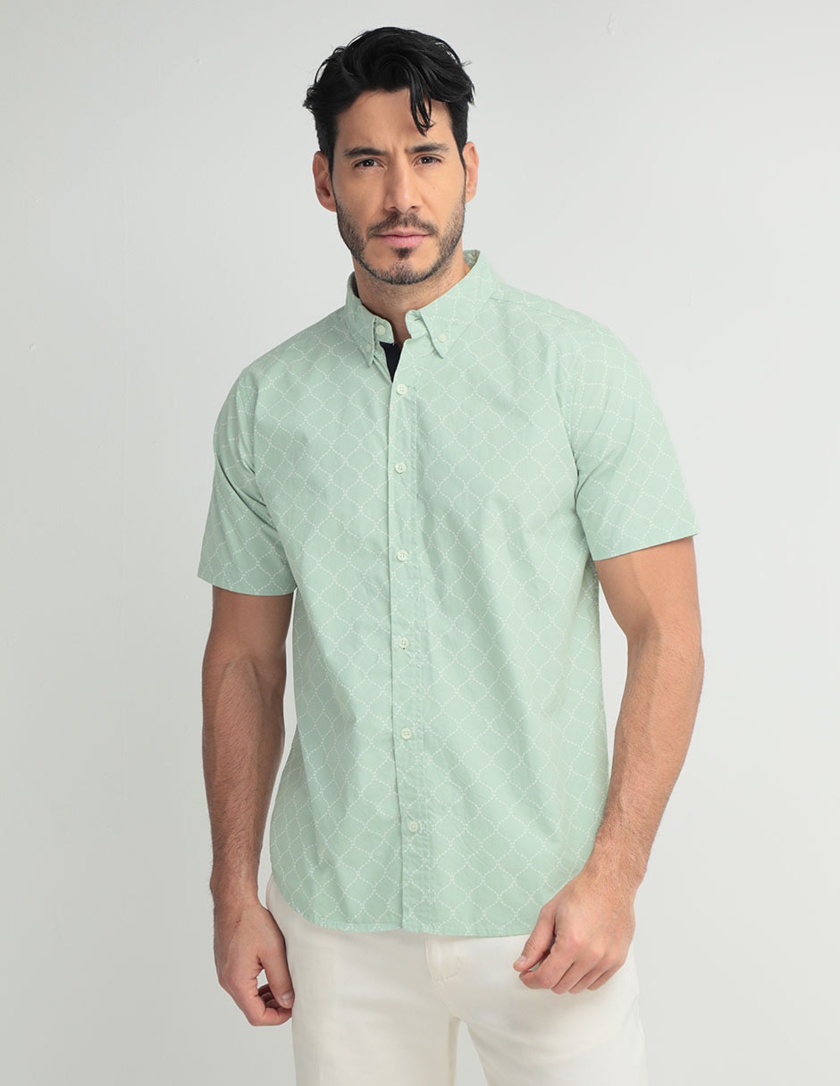 Camisa casual de algodón manga corta para hombre