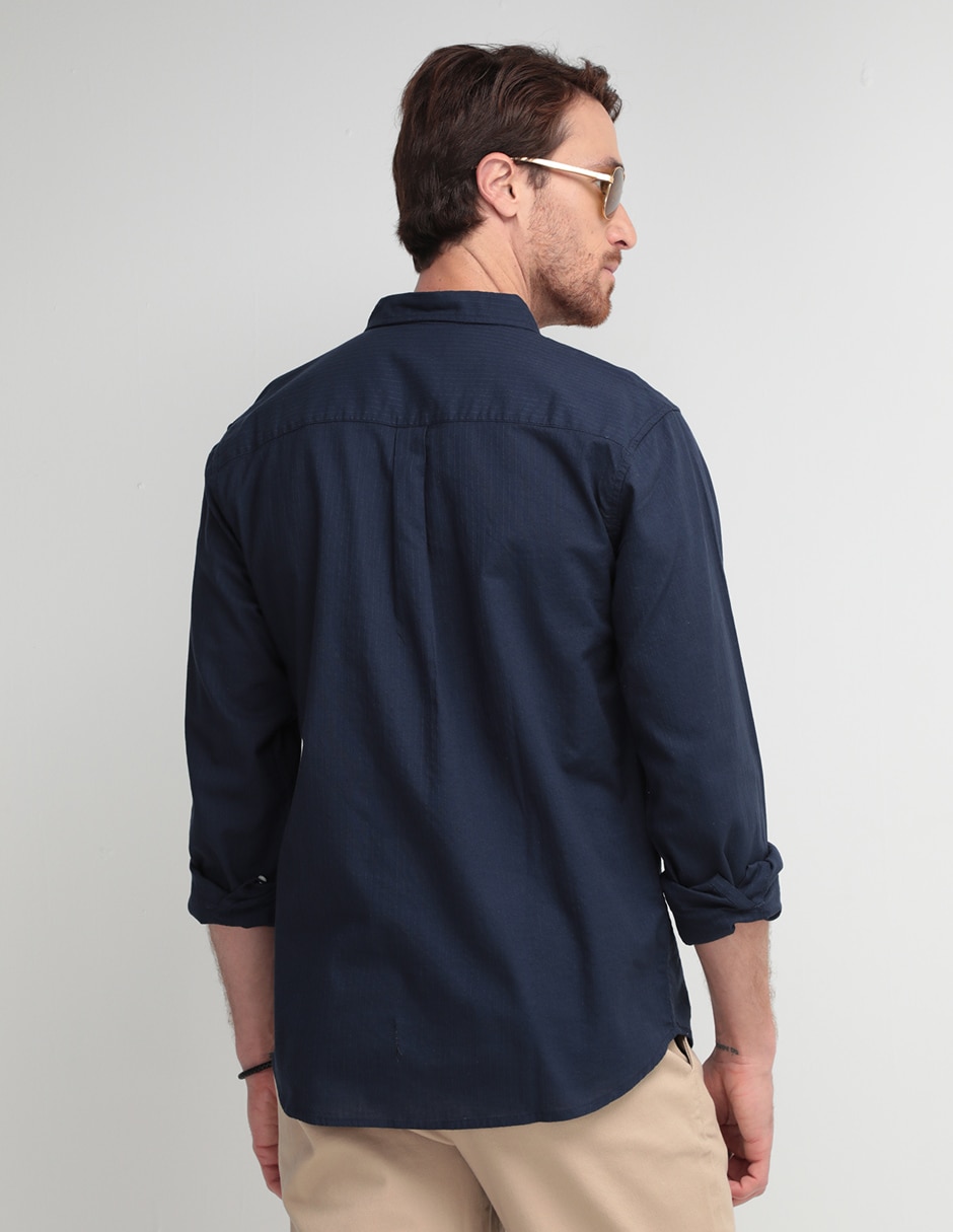 Camisa casual de algodón manga larga para hombre