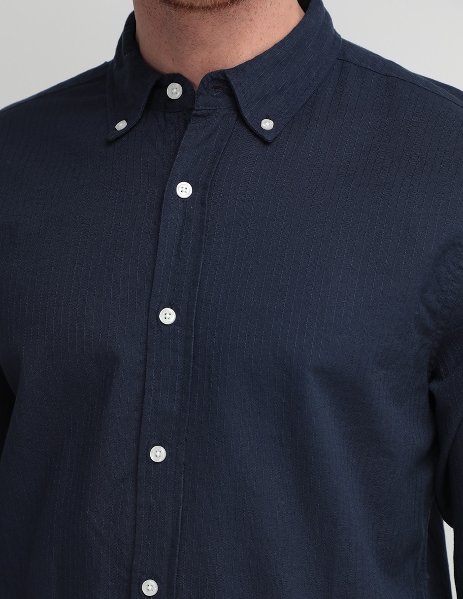 Camisa casual de algodón manga larga para hombre