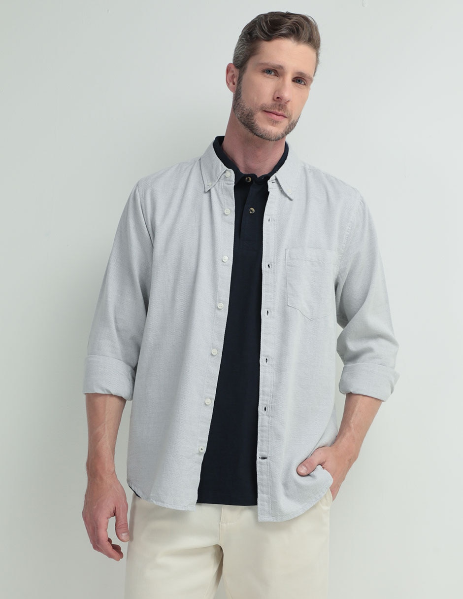 Camisa casual de algodón manga larga para hombre