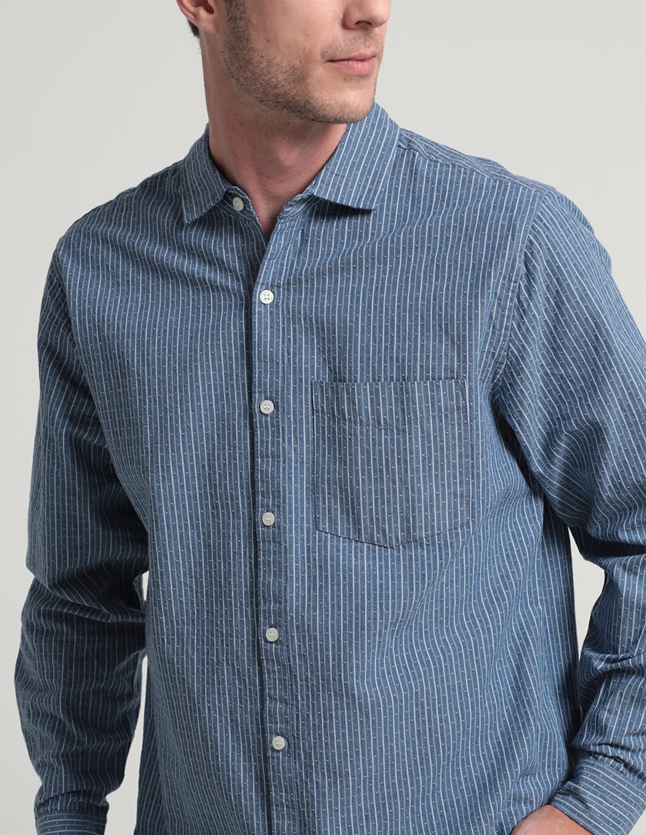 Camisa casual de algodón manga larga para hombre