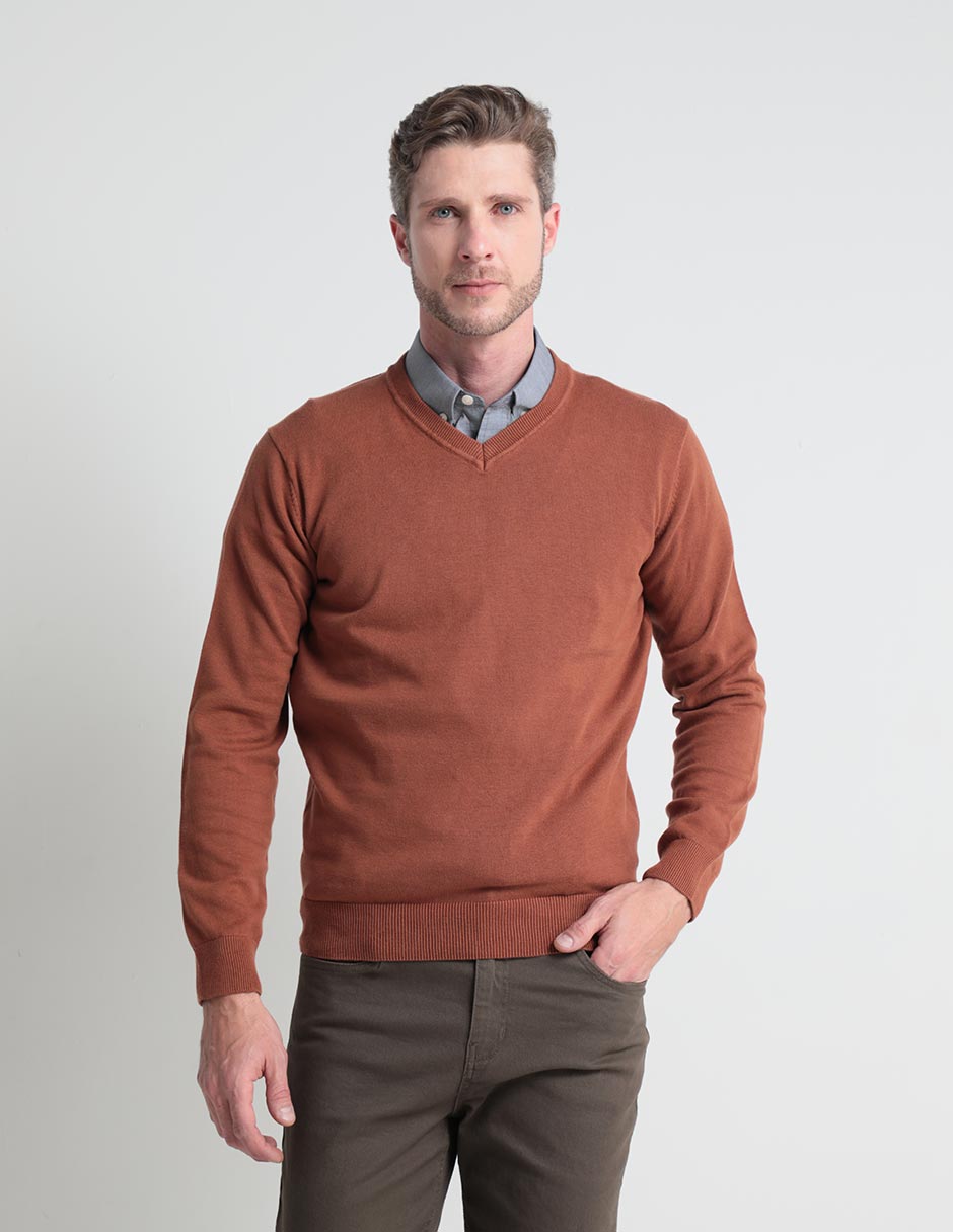 Suéter cuello v para hombre