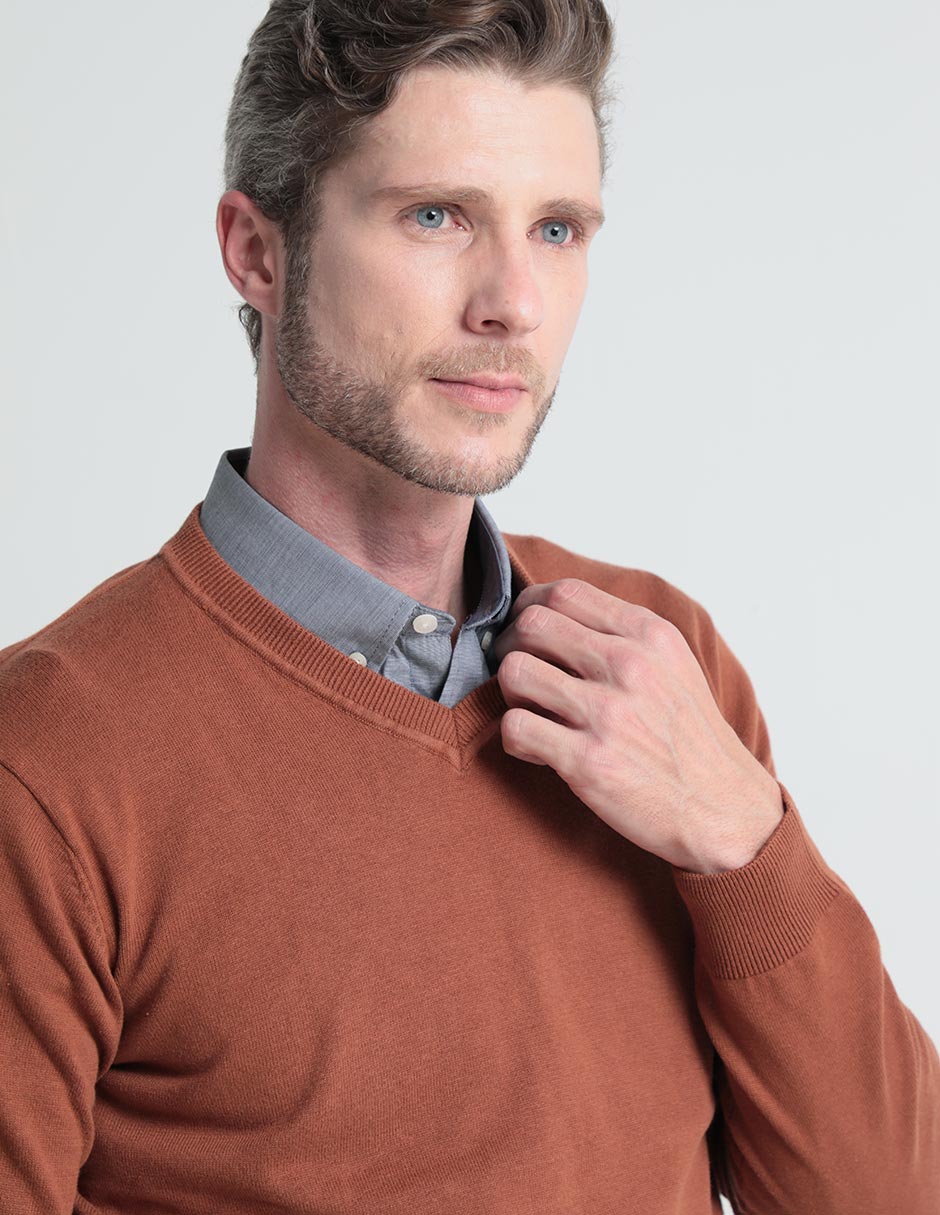 Suéter cuello v para hombre