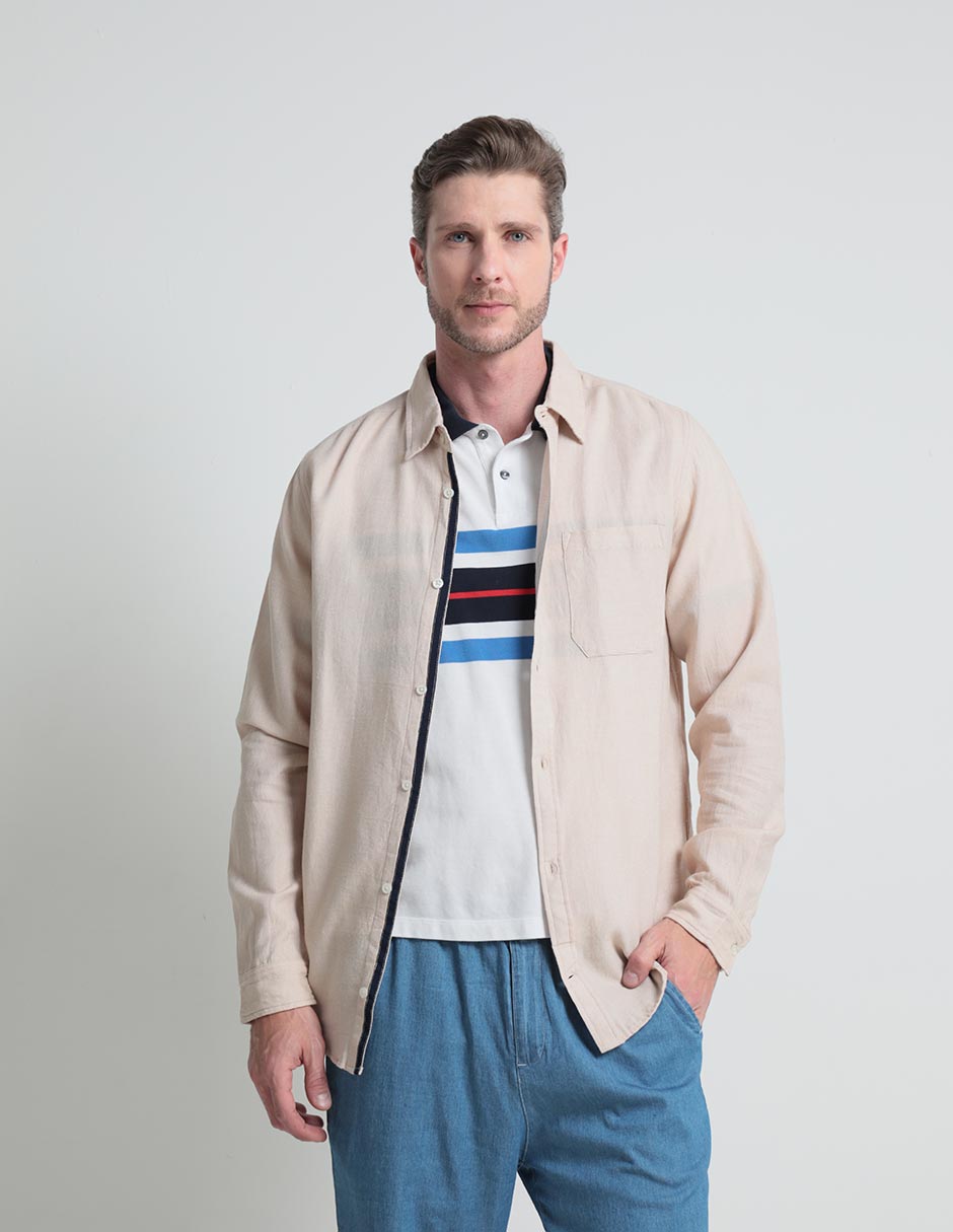 Camisa casual de algodón manga larga para hombre 1