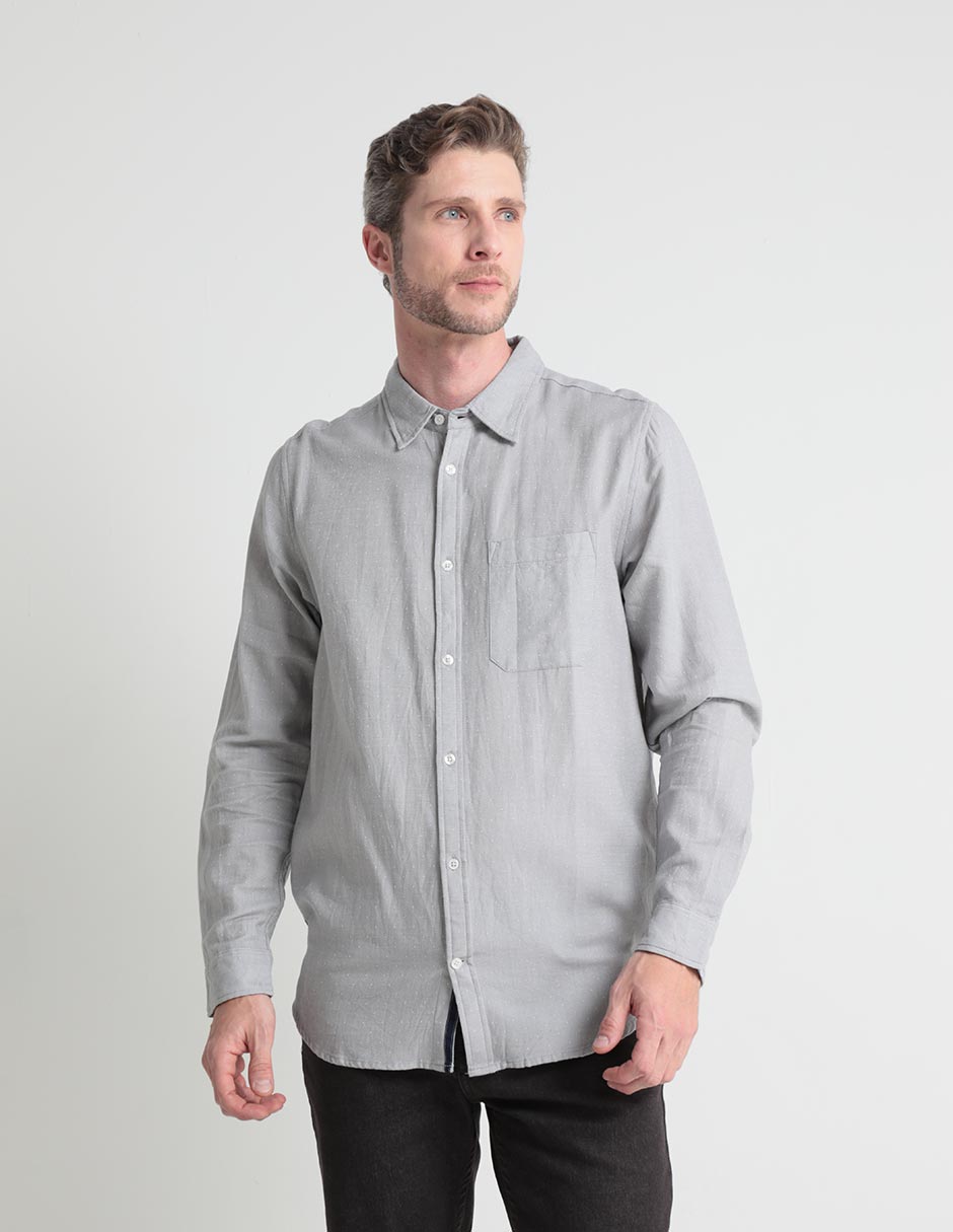 Camisa casual de algodón manga larga para hombre Camisa casual de algodón manga larga para hombre