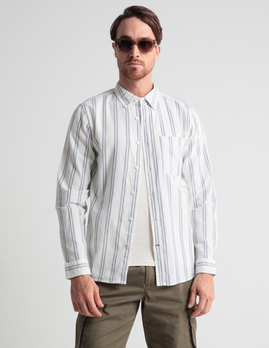 Camisa casual de algodón manga larga para hombre Camisa casual de algodón manga larga para hombre