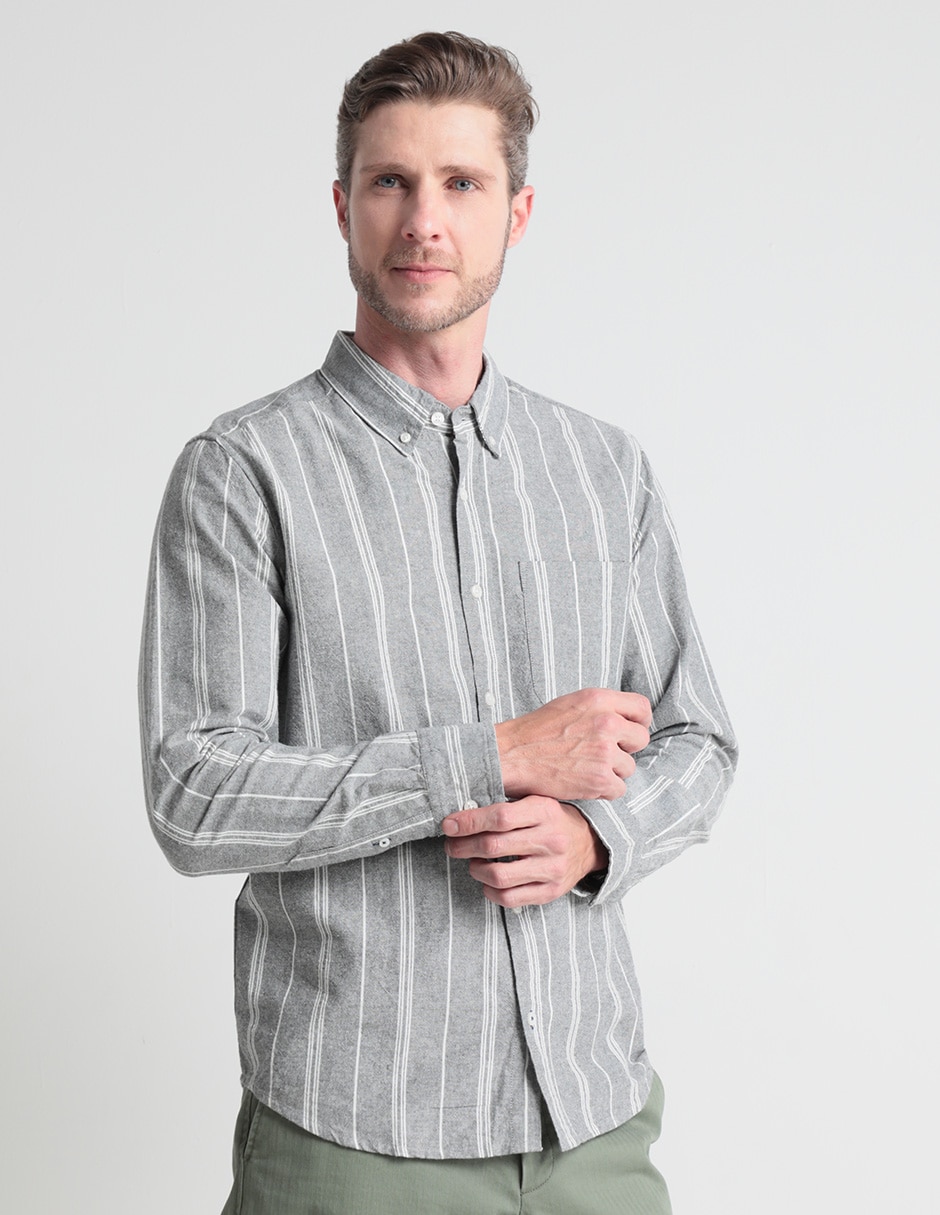 Camisa casual de algodón manga larga para hombre Camisa casual de algodón manga larga para hombre