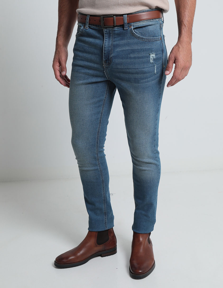 Jeans slim deslavado para hombre