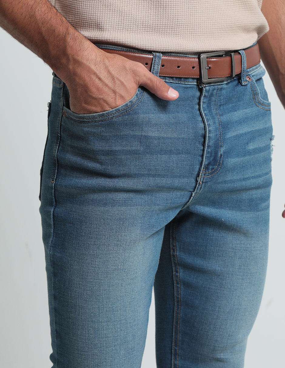 Jeans slim deslavado para hombre