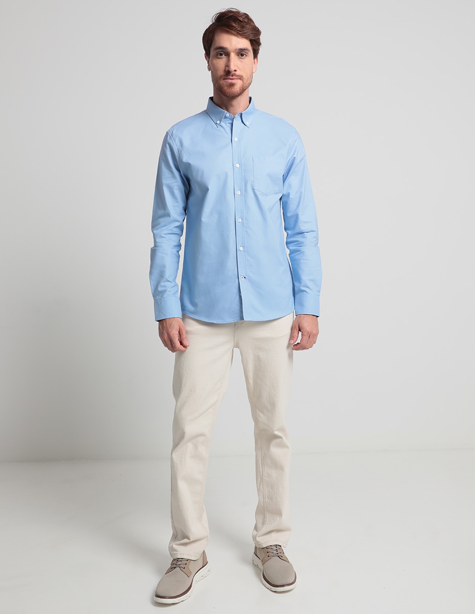 Camisa casual de algodón manga larga para hombre