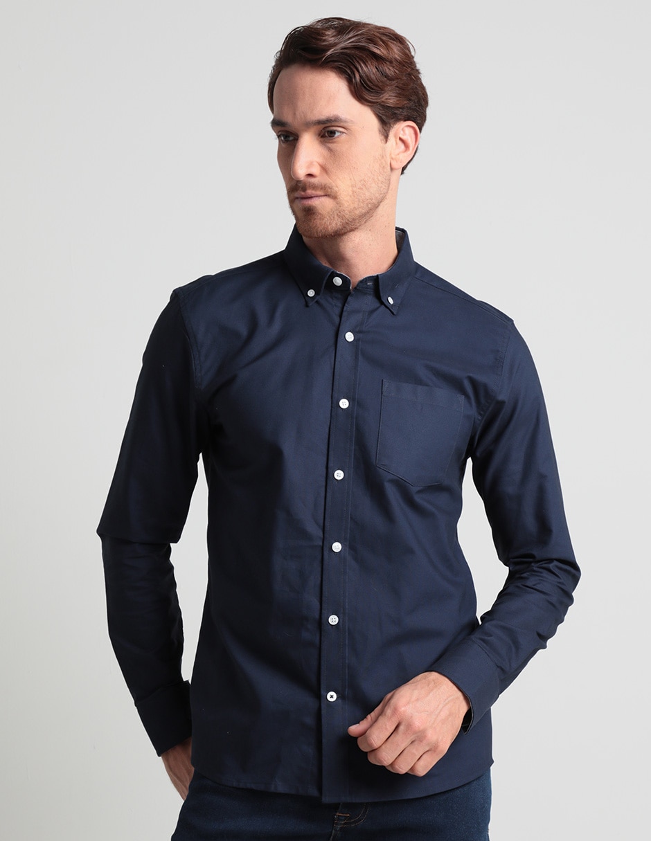 Camisa casual de algodón manga larga para hombre Camisa casual de algodón manga larga para hombre