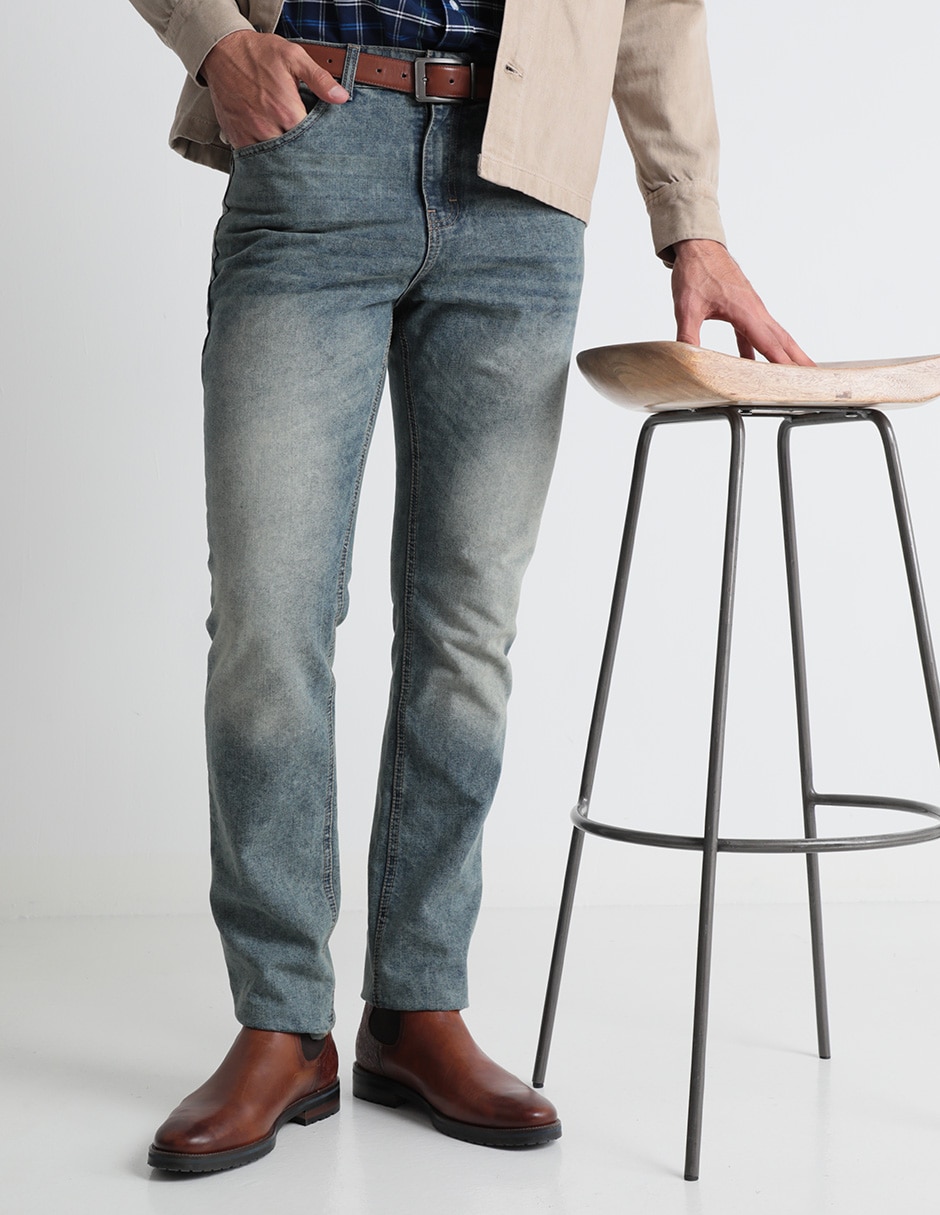 Jeans straight deslavado para hombre Jeans straight deslavado para hombre