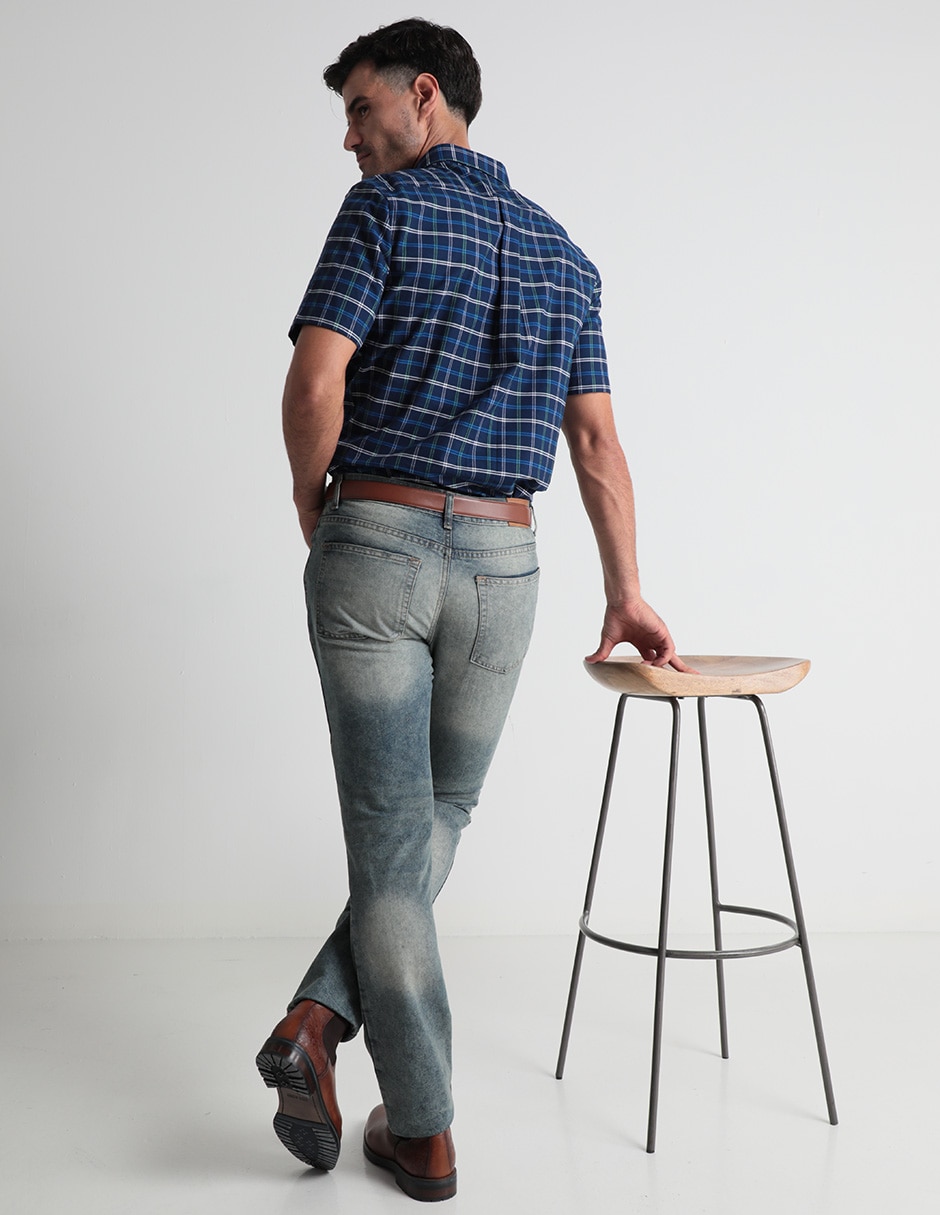 Jeans straight deslavado para hombre 2