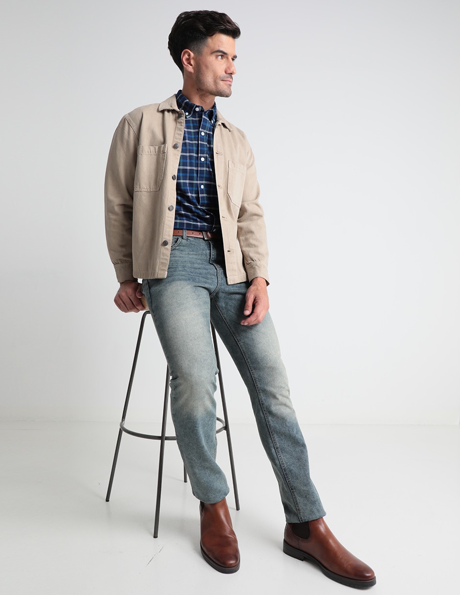 Jeans straight deslavado para hombre 3