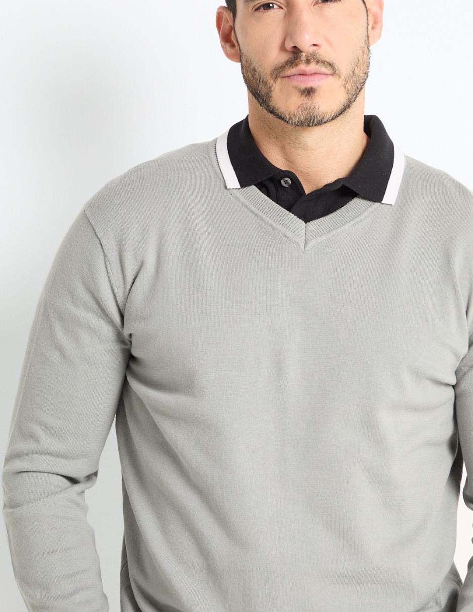 Suéter cuello V para hombre 4