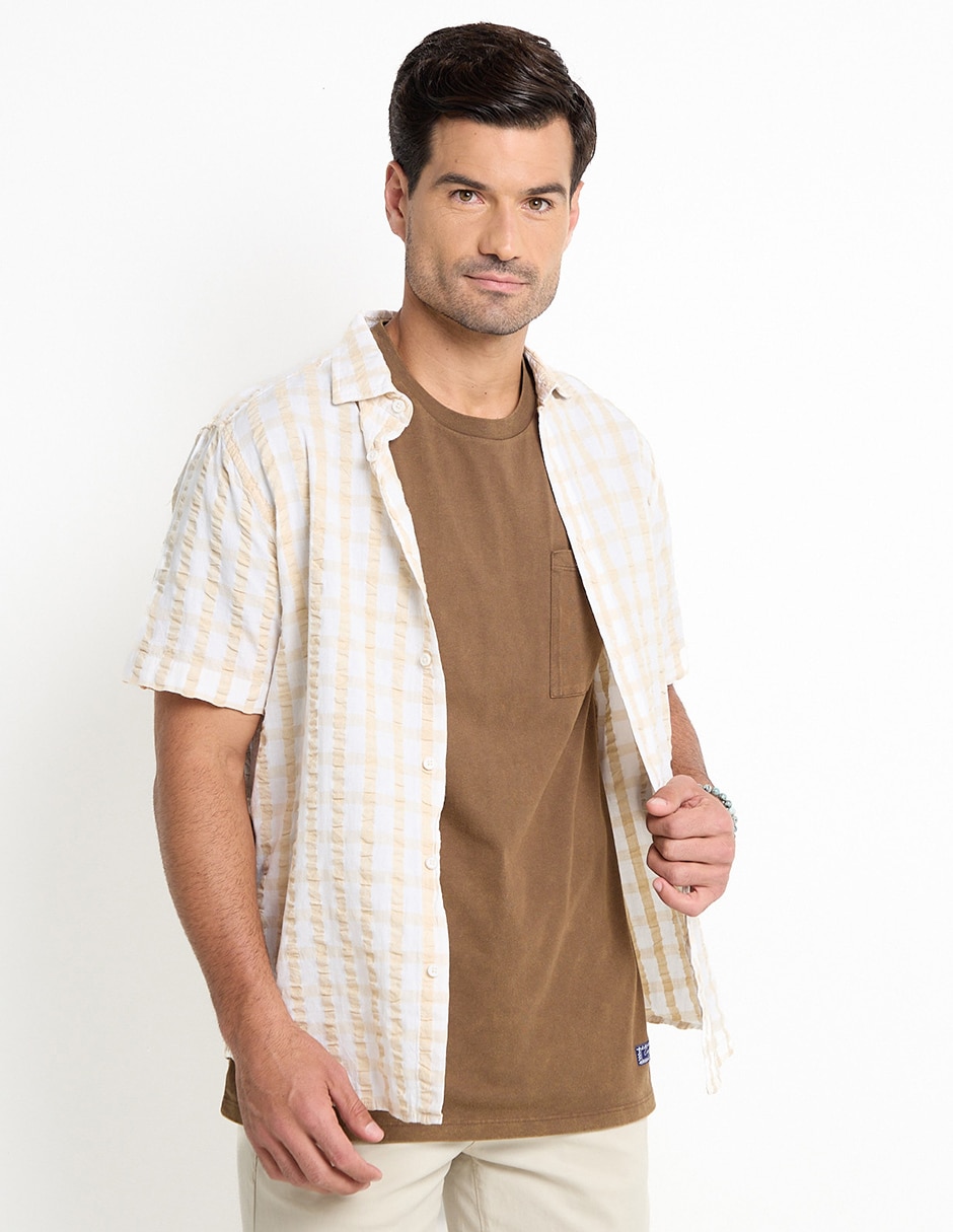 Camisa casual de algodón manga corta para hombre Camisa casual de algodón manga corta para hombre