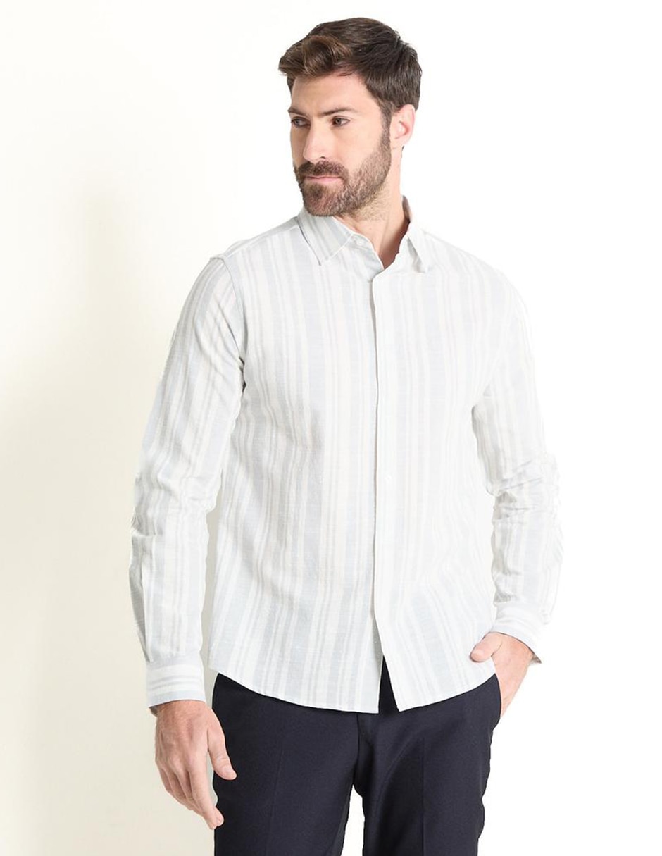 Camisa casual de algodón manga larga para hombre Camisa casual de algodón manga larga para hombre