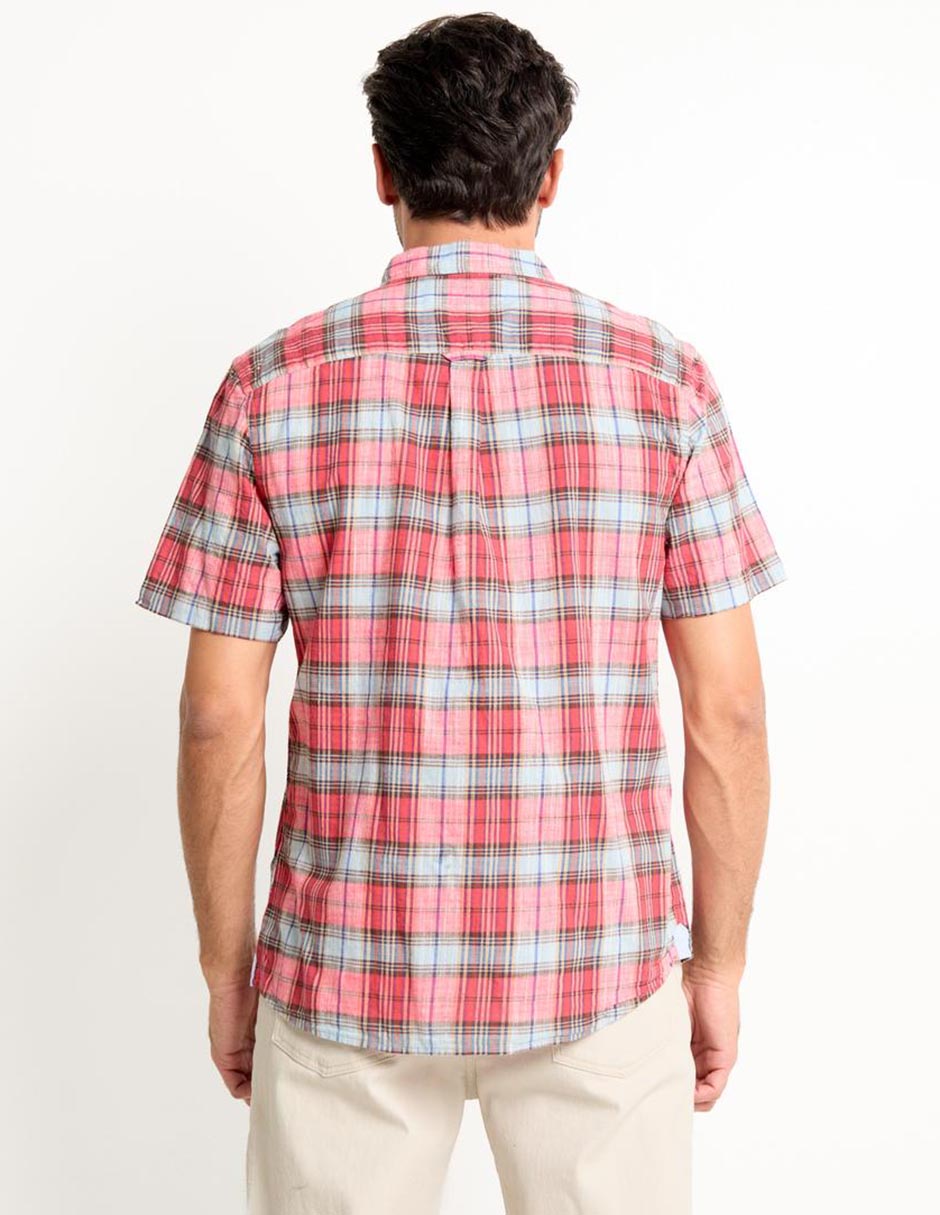 Camisa casual de algodón manga corta para hombre