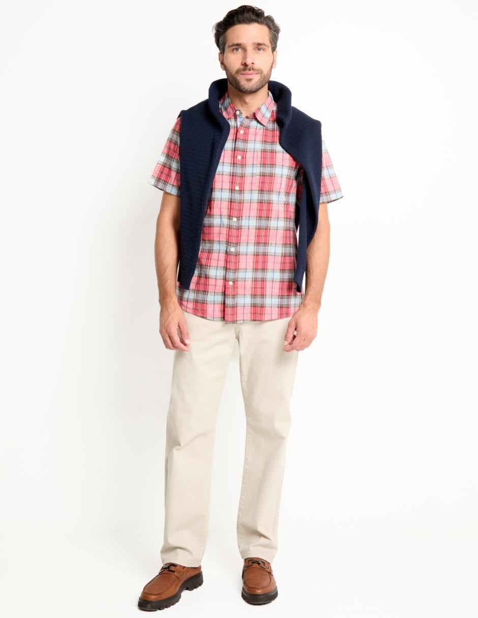 Camisa casual de algodón manga corta para hombre