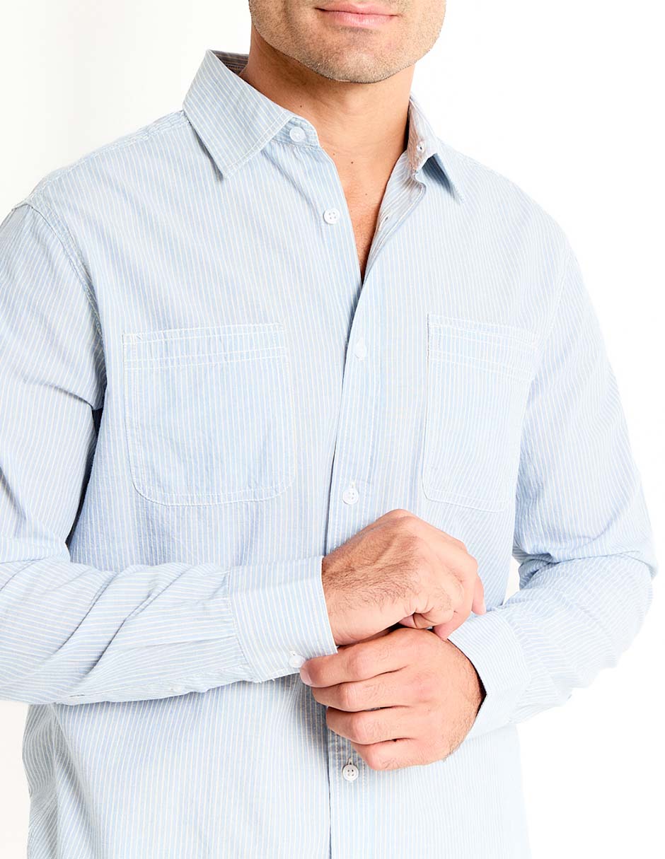 Camisa casual de algodón manga larga para hombre