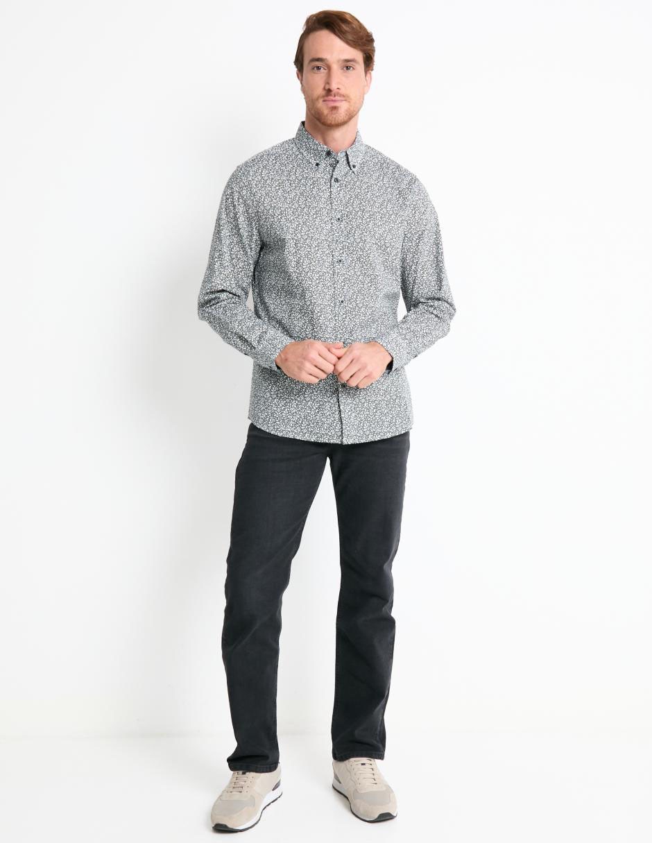 Camisa casual de algodón manga larga para hombre