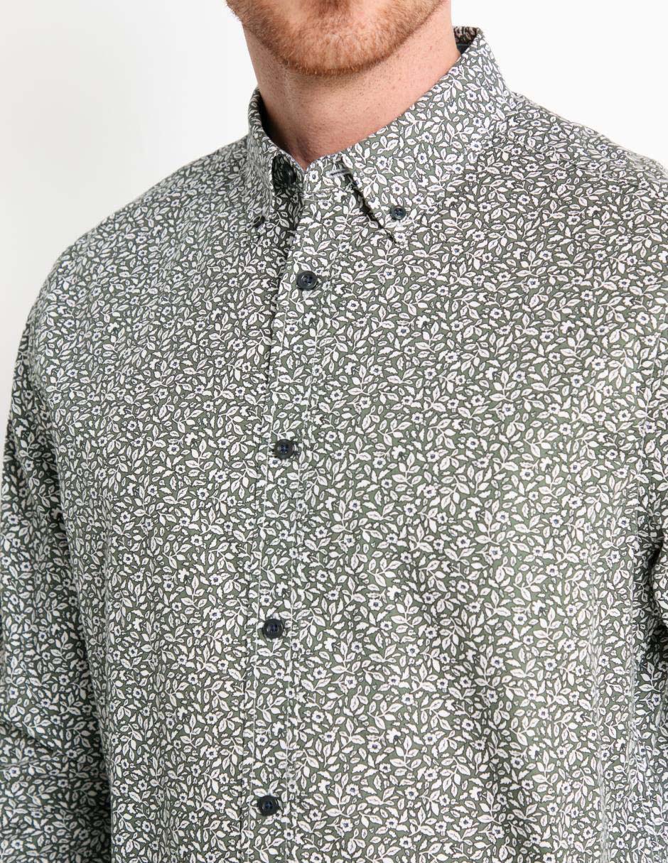 Camisa casual de algodón manga larga para hombre