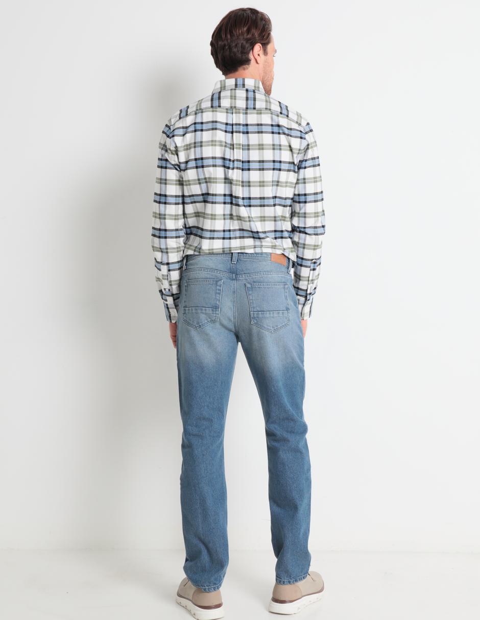 Jeans straight lavado deslavado para hombre 2