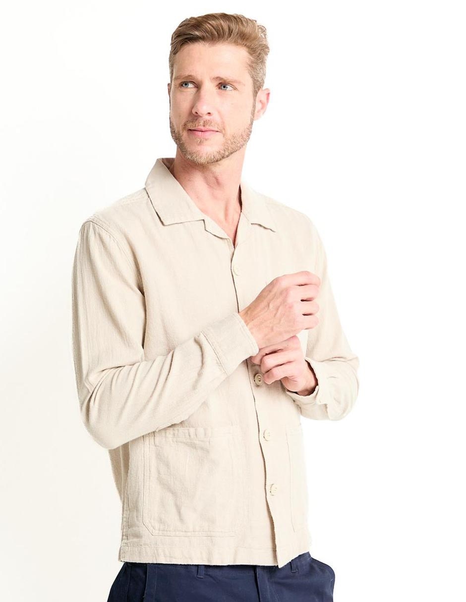 Sobrecamisa casual de algodón manga larga para hombre Sobrecamisa casual de algodón manga larga para hombre