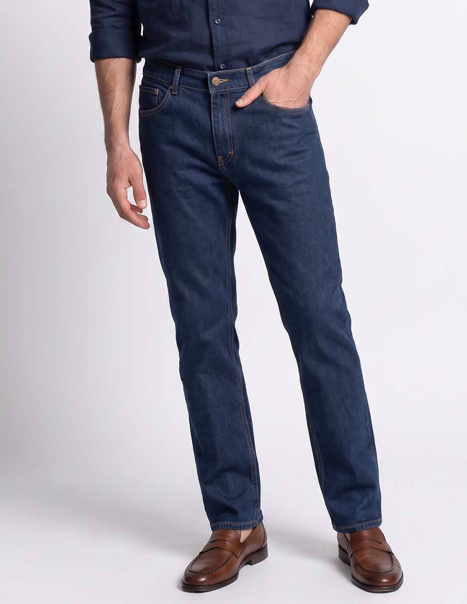 Jeans slim lavado obscuro para hombre