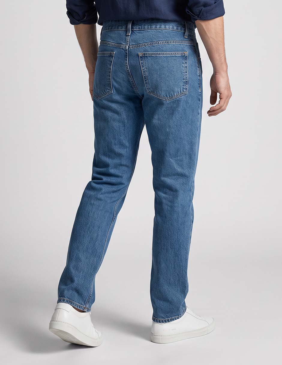 Jeans straight lavado claro para hombre 2