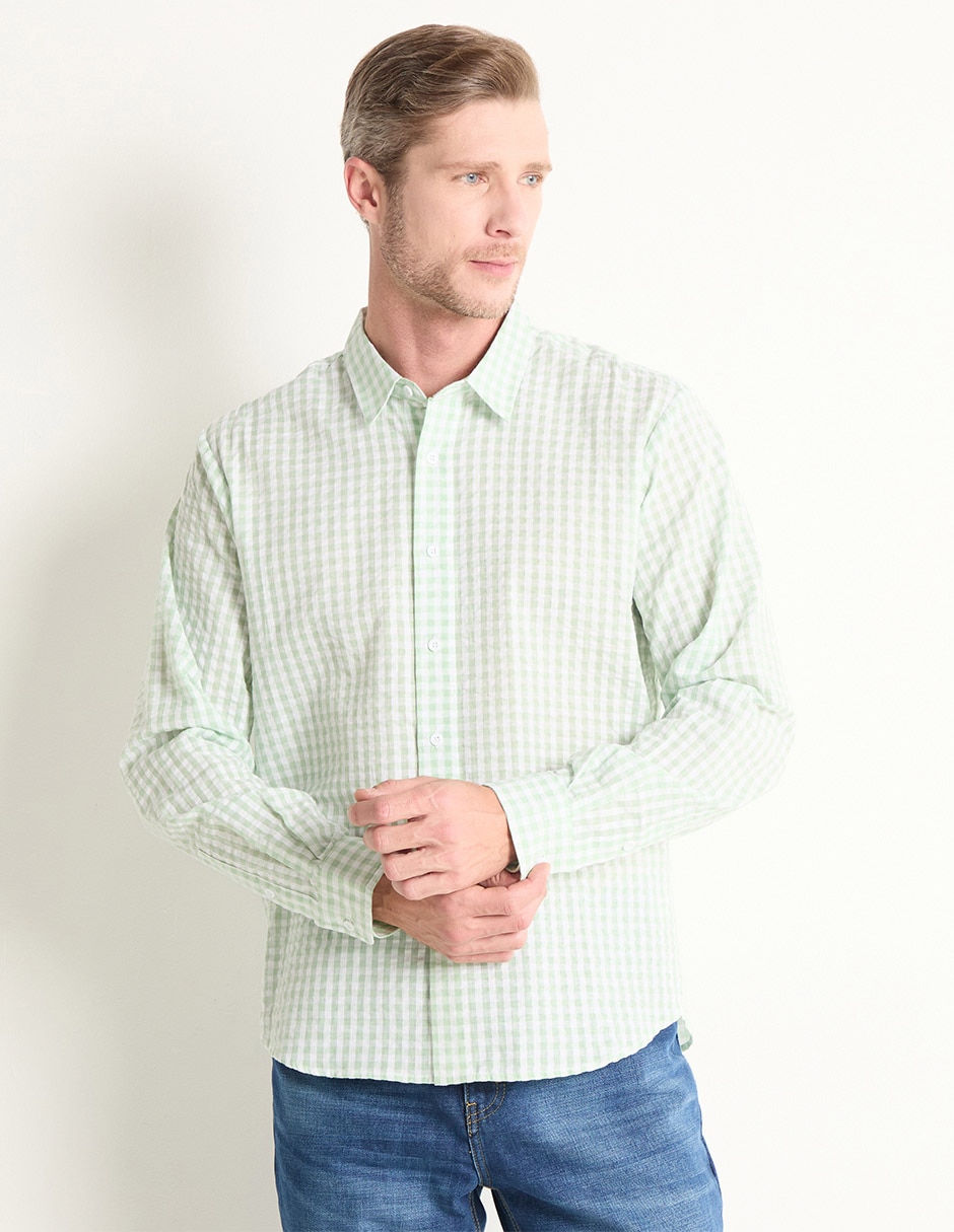 Camisa casual de algodón manga larga para hombre Camisa casual de algodón manga larga para hombre