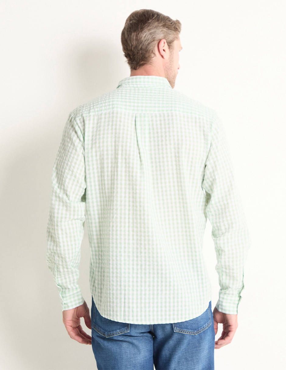 Camisa casual de algodón manga larga para hombre