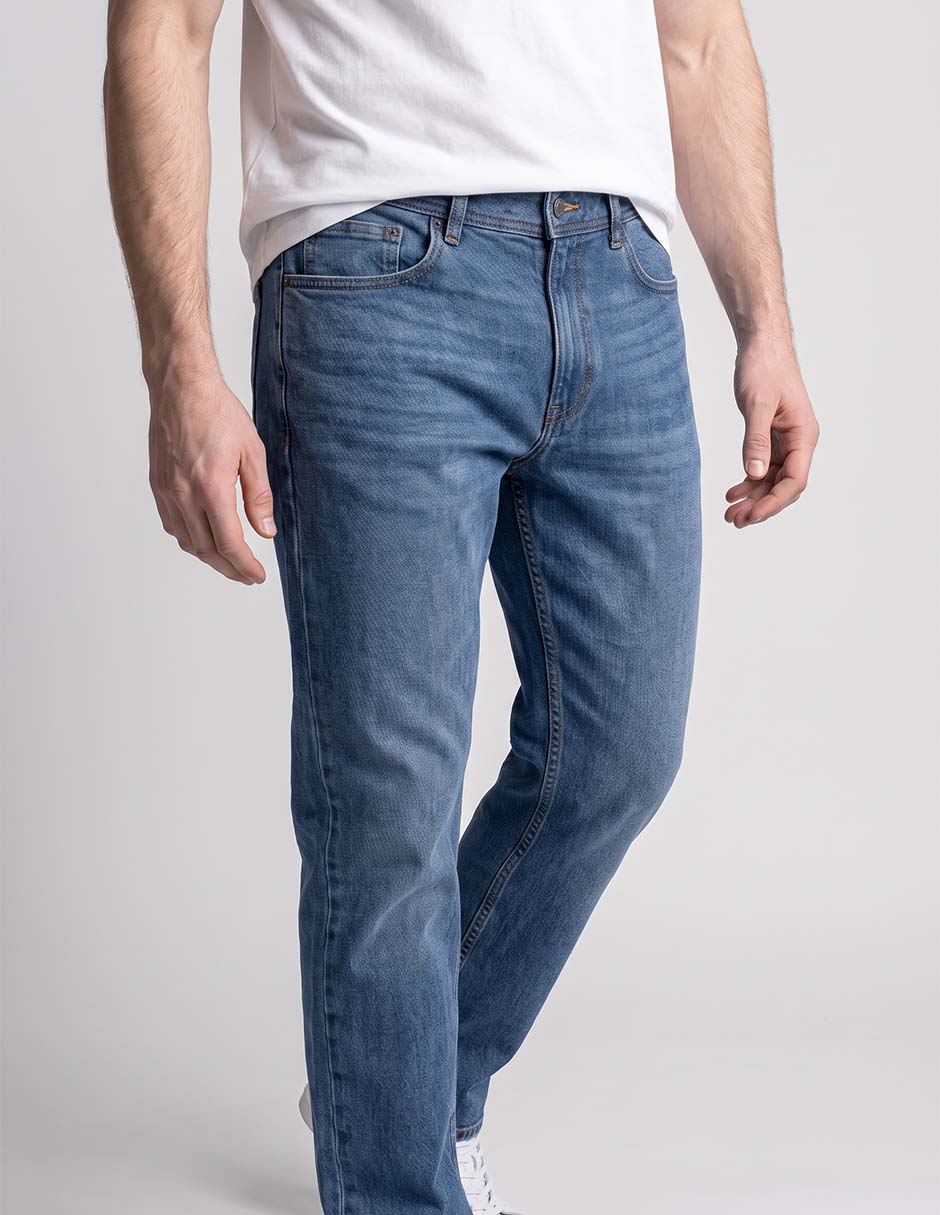 Jeans straight lavado medio para hombre 2
