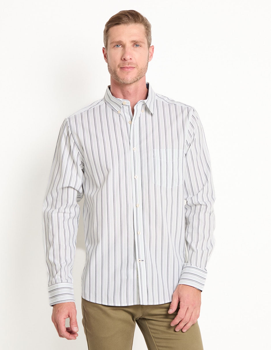 Camisa casual de algodón manga larga para hombre