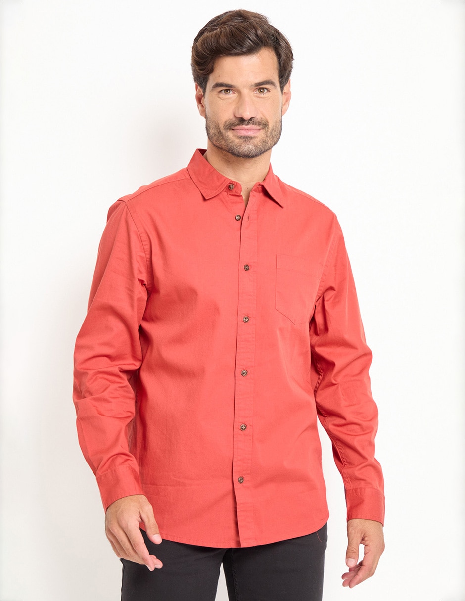 Camisa casual de algodón manga larga para hombre