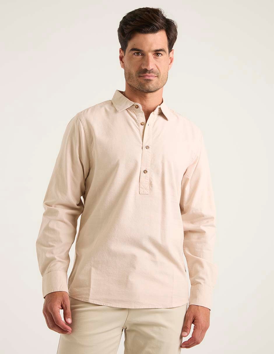 Camisa casual de algodón manga larga para hombre Camisa casual de algodón manga larga para hombre