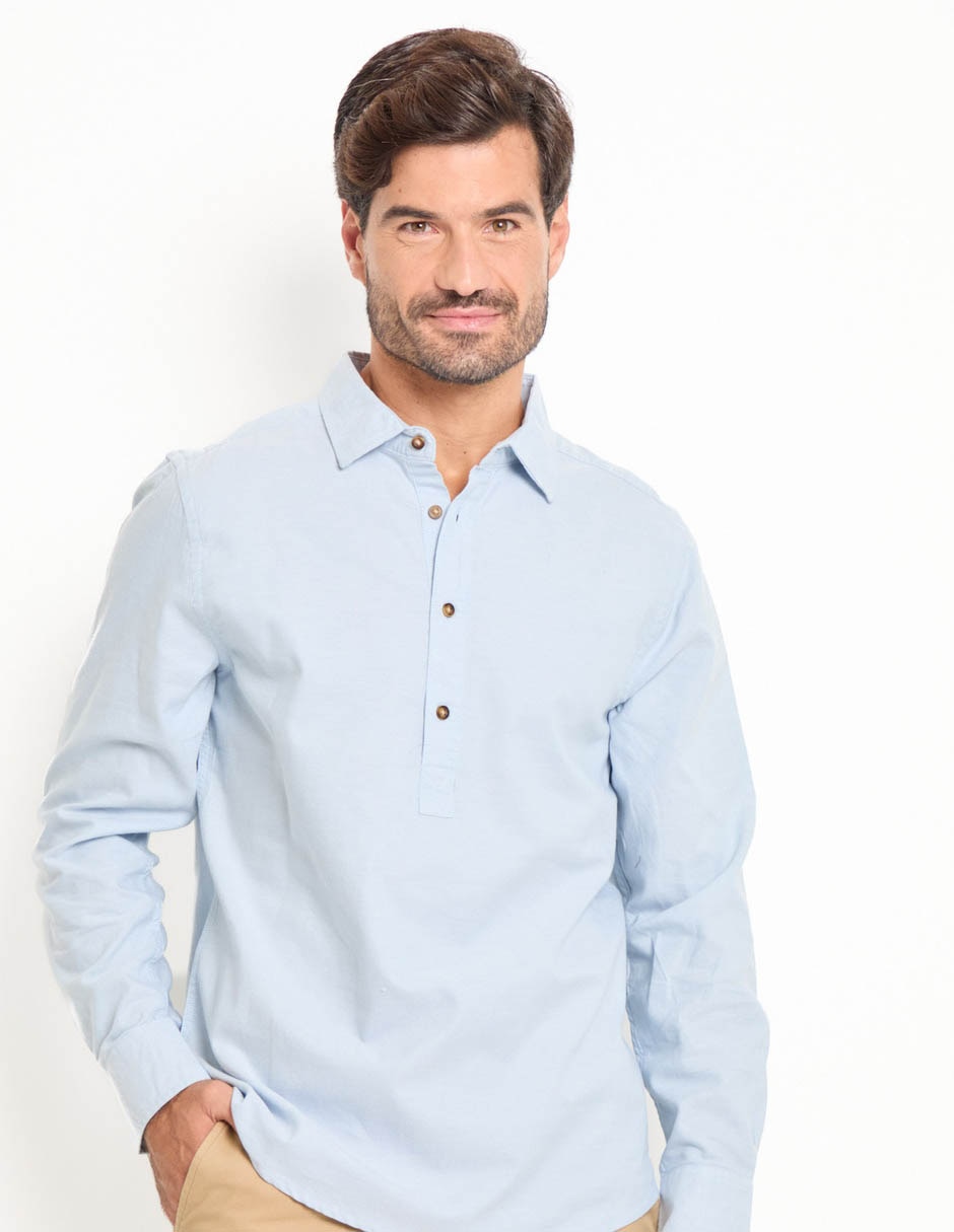 Camisa casual de algodón manga larga para hombre Camisa casual de algodón manga larga para hombre