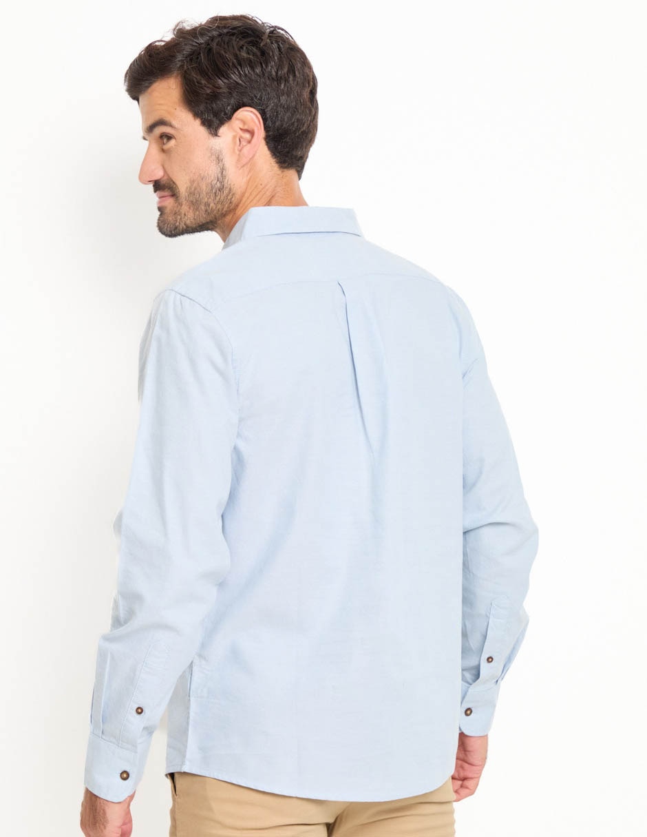 Camisa casual de algodón manga larga para hombre