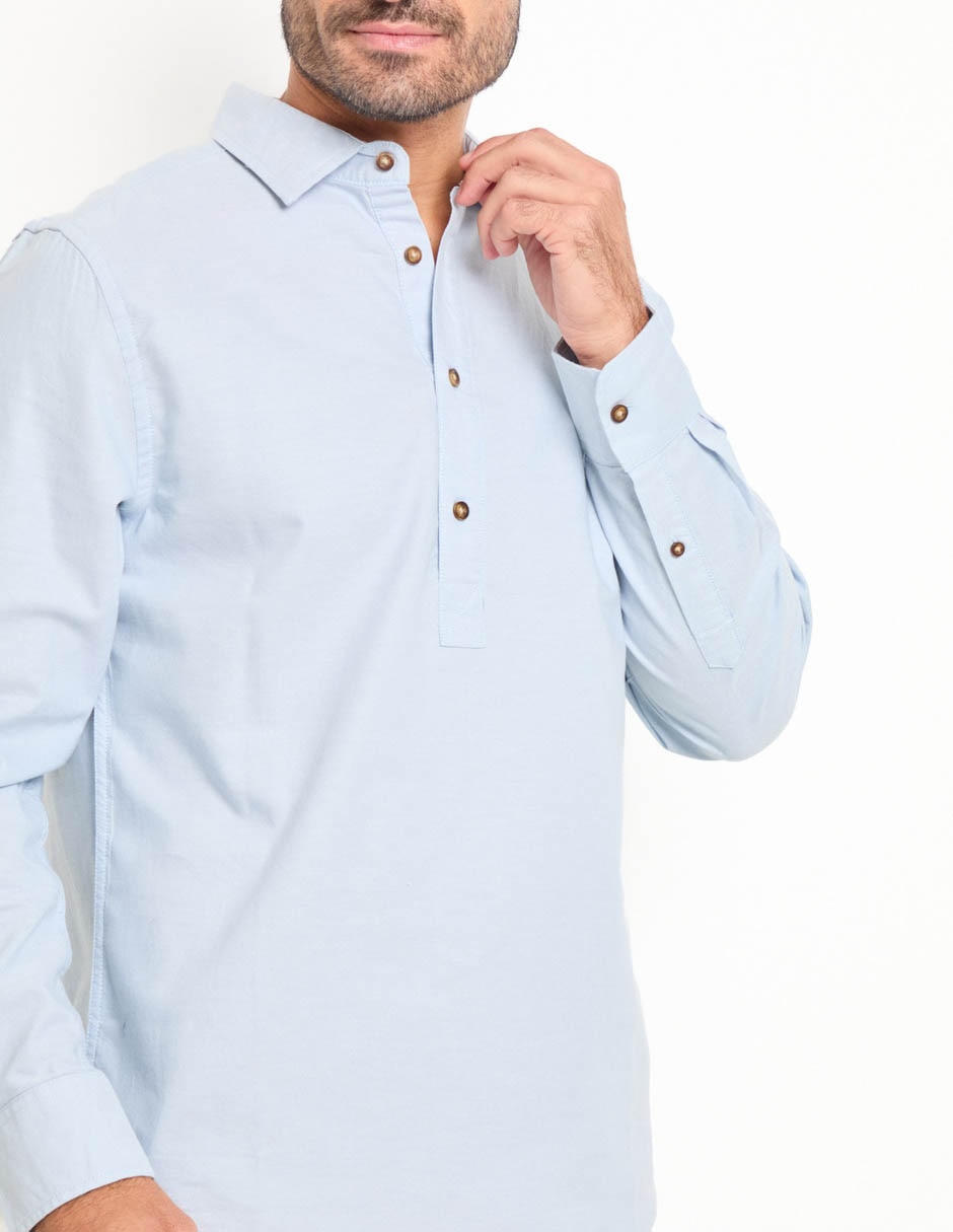 Camisa casual de algodón manga larga para hombre