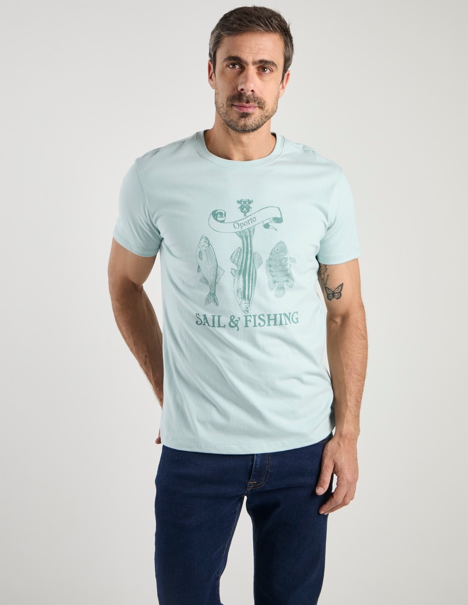 Playera Weekend Sail & Fishing cuello redondo para hombre