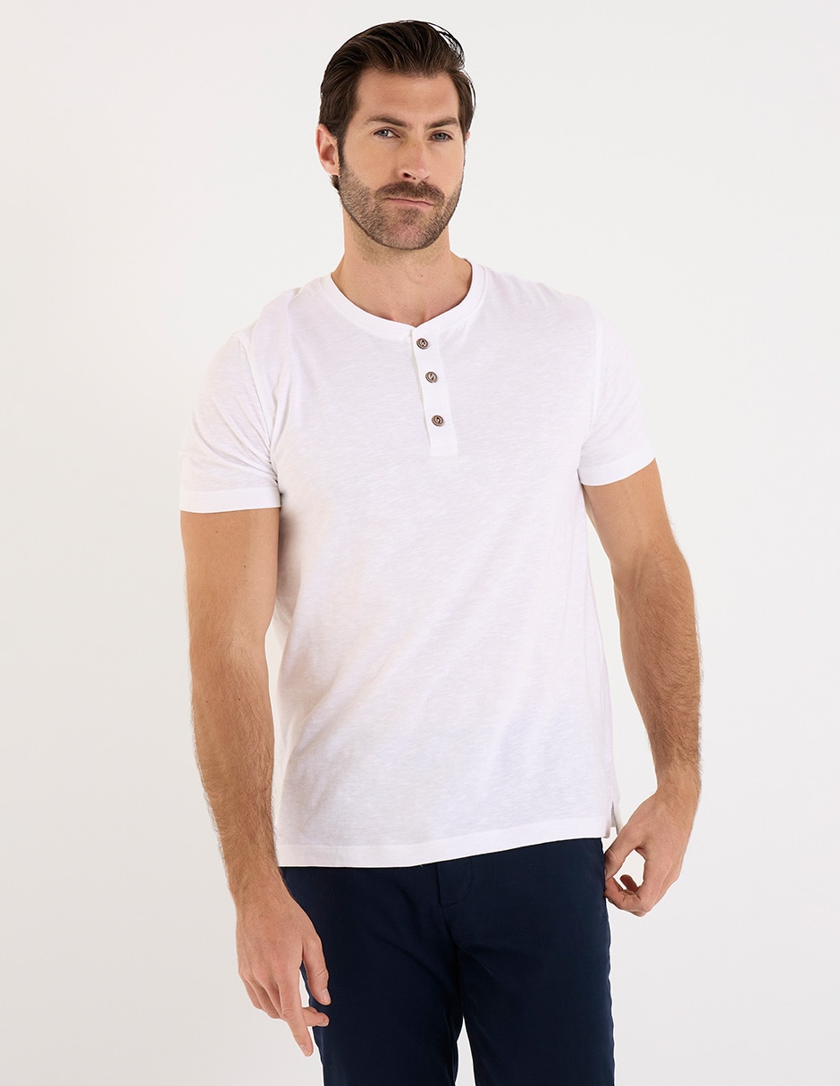 Playera cuello henley para hombre Playera cuello henley para hombre