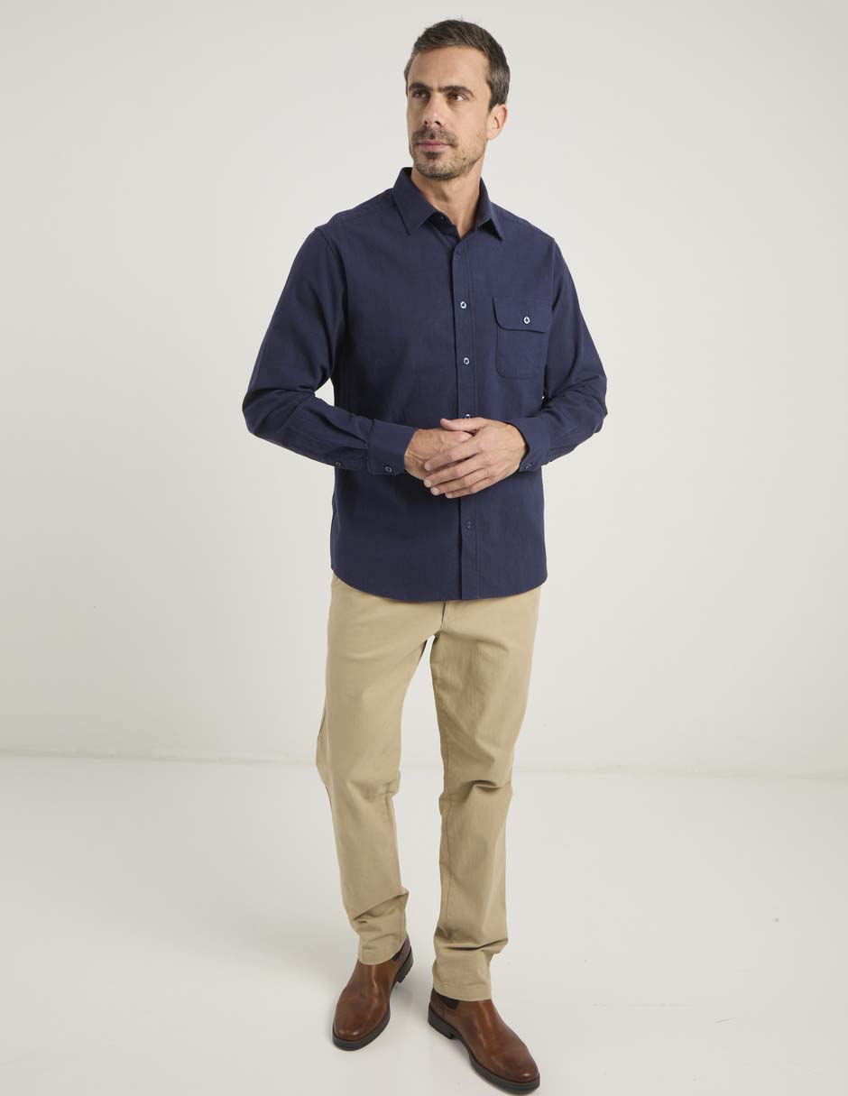 Camisa casual de algodón manga larga para hombre 4