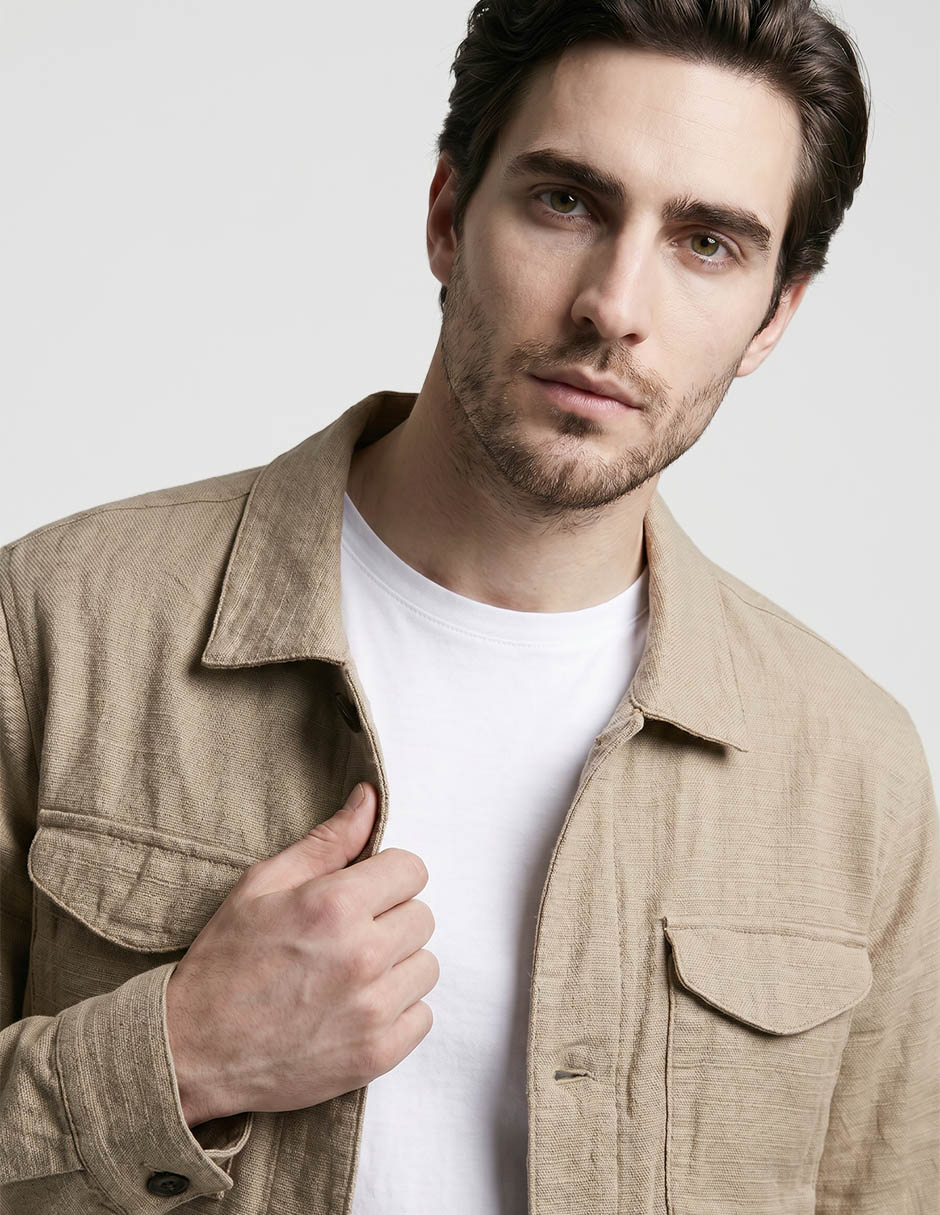Sobrecamisa casual manga larga para hombre 4