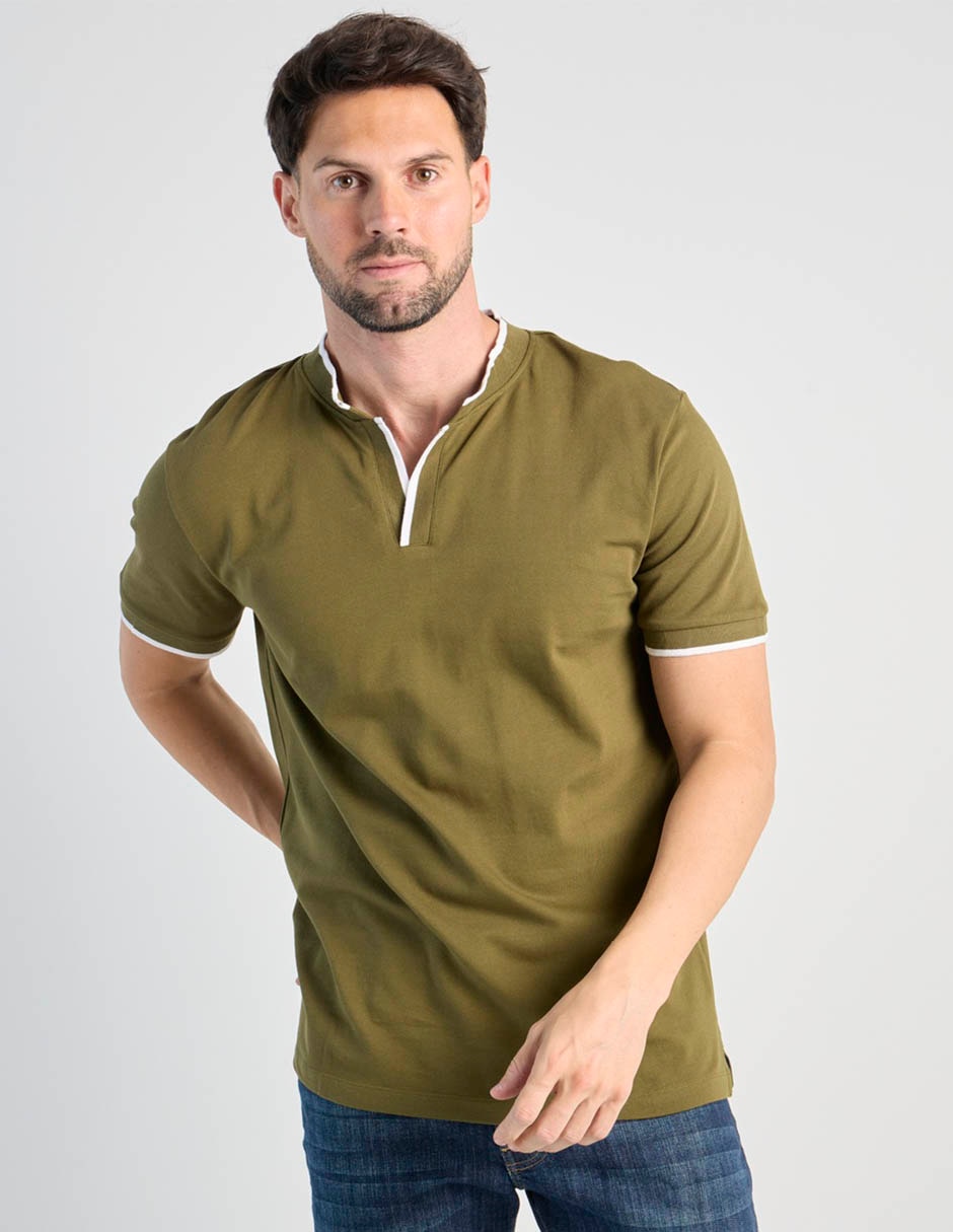 Playera cuello mao para hombre