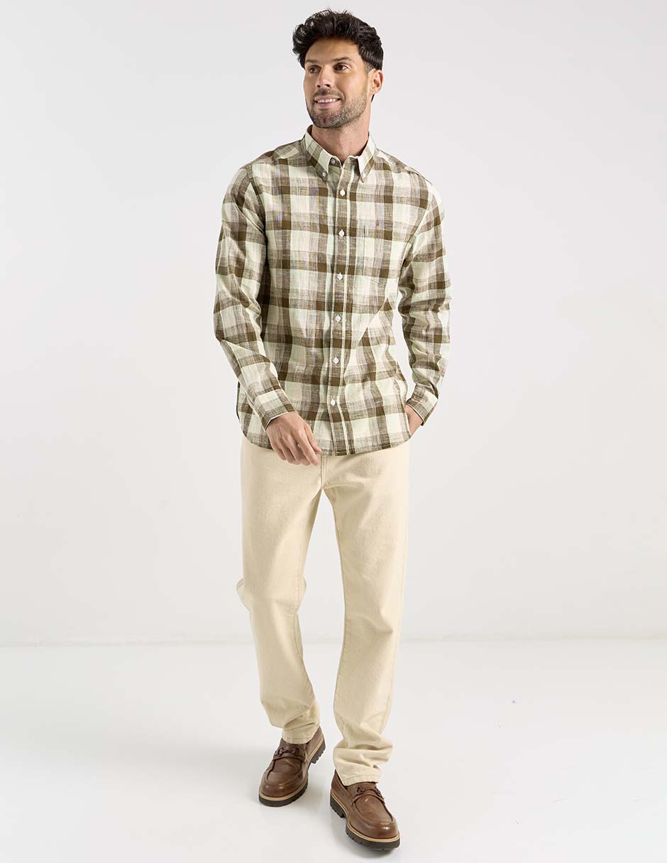 Camisa casual manga larga para hombre
