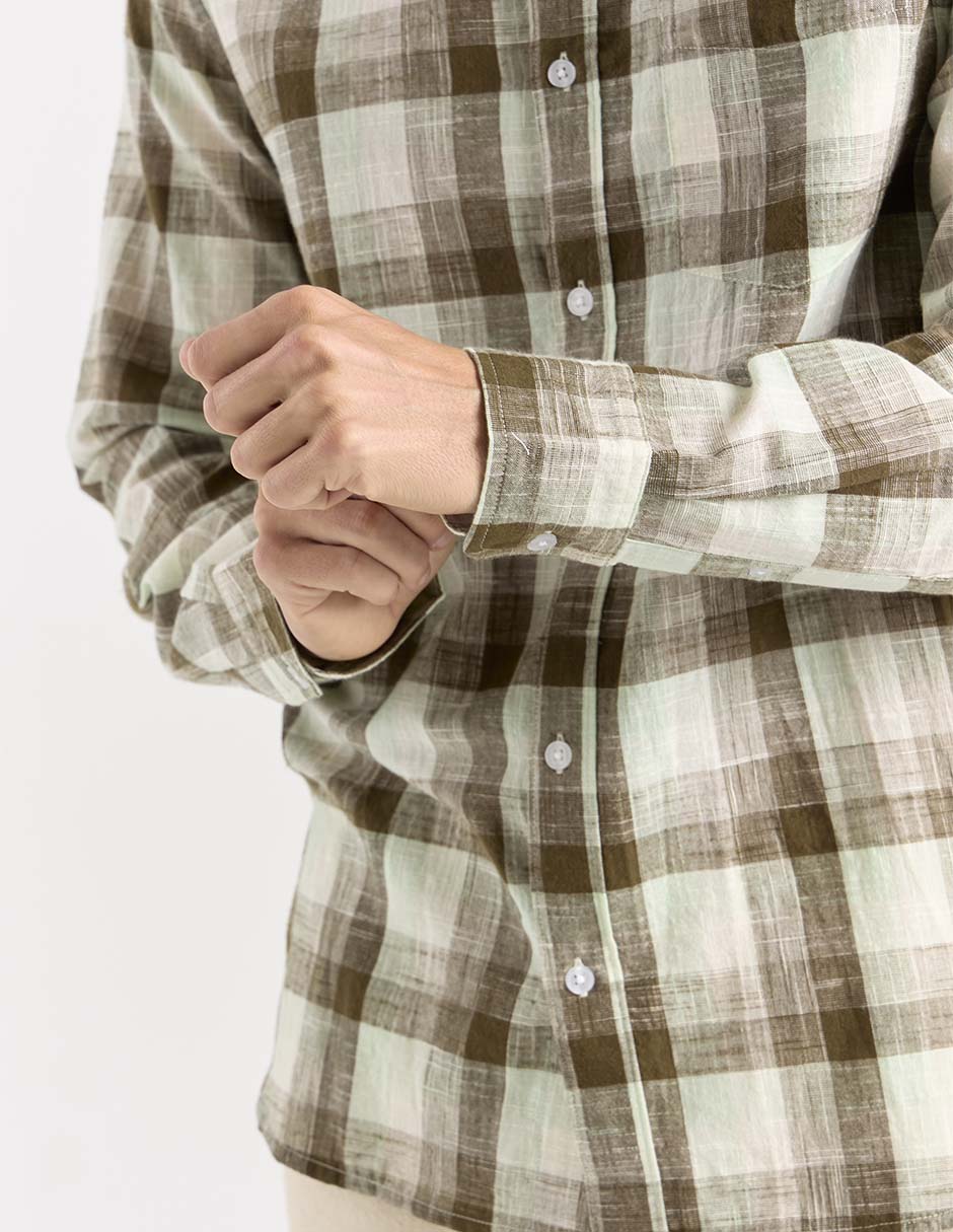 Camisa casual manga larga para hombre